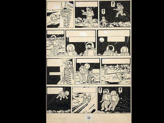 Il n'existait qu'une seule photographie de la Terre lorsque Hergé a dessiné le livre "On a marché sur la lune" (archives). © KEYSTONE/AP Artcurial/HERGE-MOULINSART2016