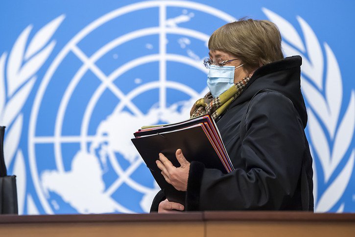 La Haute commissaire de l'ONU aux droits de l'homme Michelle Bachelet appelle à mettre un terme aux bombardements aériens contre les civils en Birmanie (archives). © KEYSTONE/MARTIAL TREZZINI