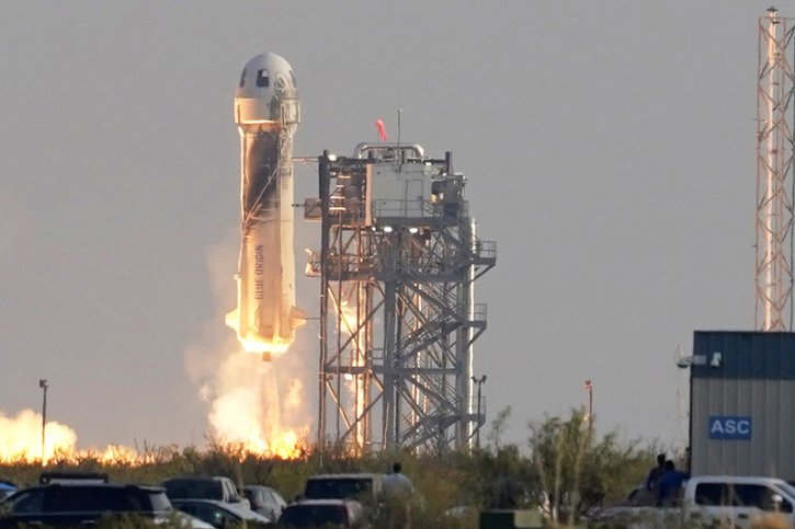 La fusée de Blue Origin New Shepard est entièrement réutilisable (archives). © KEYSTONE/AP/TONY GUTIERREZ