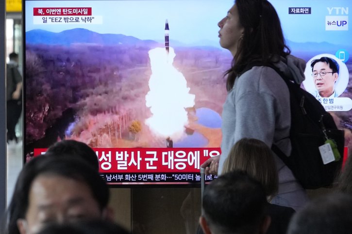 Le ou les missiles nord-coréens semblent s'être abîmés en mer, selon la Corée du Sud (archives). © KEYSTONE/AP/Ahn Young-joon